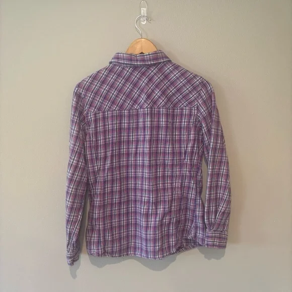 CARHARTT Women’s Flannel Purple and‎ Pink Plaid Button Down Long Sleeve Shirt S - Picture 2 of 10